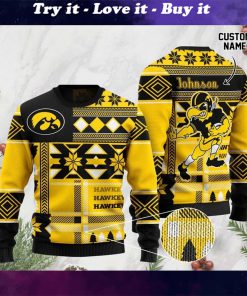 custome name iowa hawkeyes football team christmas ugly sweater