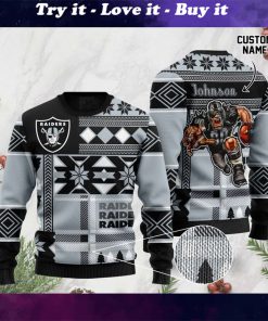 custome name las vegas raiders football team christmas ugly sweater