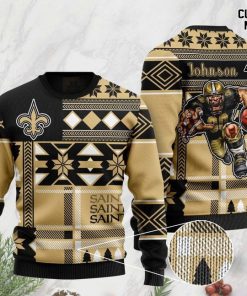 custome name new orleans saints football team christmas ugly sweater 2