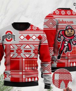 custome name ohio state buckeyes football team christmas ugly sweater 2 - Copy