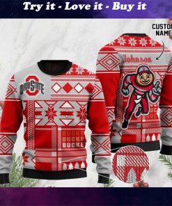 custome name ohio state buckeyes football team christmas ugly sweater