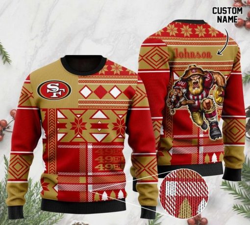custome name san francisco 49ers football team christmas ugly sweater 2