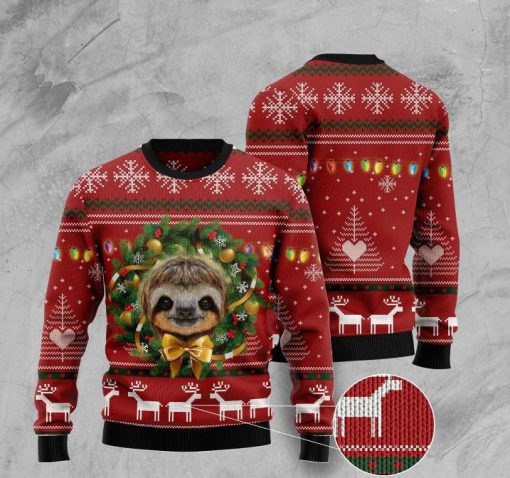 deer and sloth pattern full printing ugly christmas sweater 2