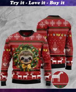 deer and sloth pattern full printing ugly christmas sweater