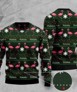 fa la la la flamingo full printing pattern christmas ugly sweater 2