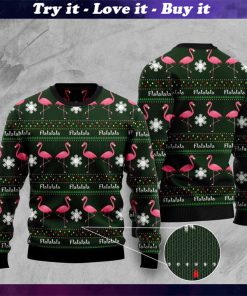 fa la la la flamingo full printing pattern christmas ugly sweater