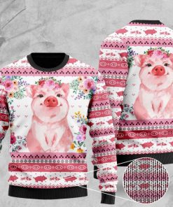 floral piggy pattern full printing christmas ugly sweater 2