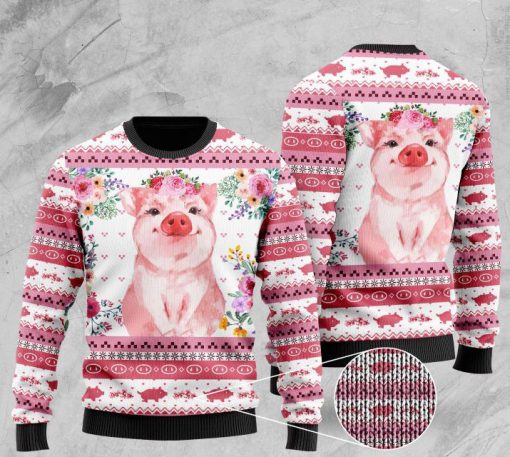 floral piggy pattern full printing christmas ugly sweater 2 - Copy (2)