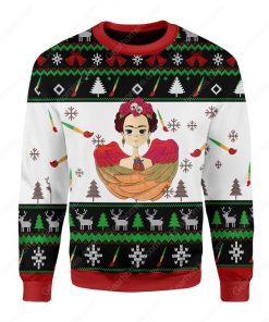 frida kahlo all over printed ugly christmas sweater 2