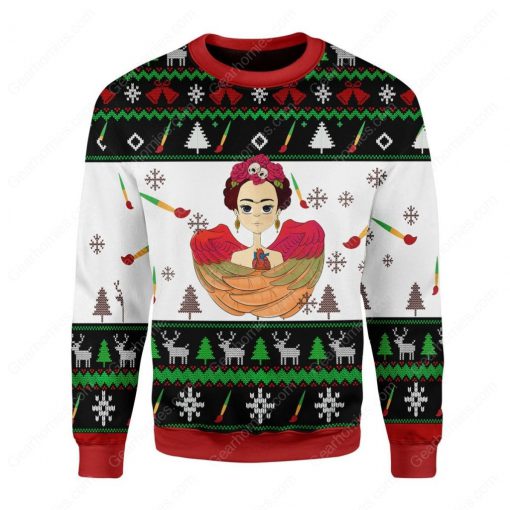frida kahlo all over printed ugly christmas sweater 2