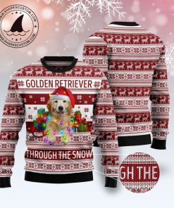 golden retriever through the snow full printing christmas ugly sweater 3