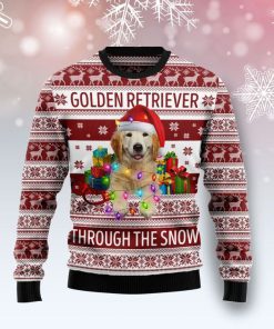 golden retriever through the snow full printing christmas ugly sweater 4