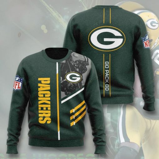 green bay packers go pack go full printing ugly sweater 2