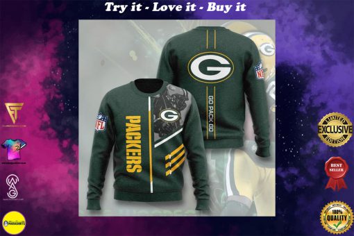 green bay packers go pack go full printing ugly sweater