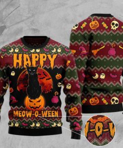 halloween happy cat pattern full printing christmas ugly sweater 2 - Copy (2)