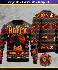 halloween happy cat pattern full printing christmas ugly sweater