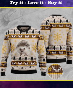 hedgehog pattern full printing christmas ugly sweater