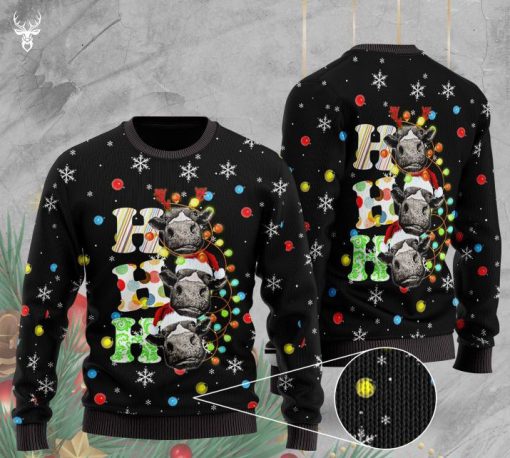 heifer cow ho ho ho pattern full printing christmas ugly sweater 2 - Copy (2)