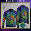hippie symbol tie dye pattern full printing christmas ugly sweater