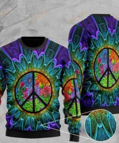 hippie symbol tie dye pattern full printing christmas ugly sweater 2