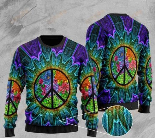 hippie symbol tie dye pattern full printing christmas ugly sweater 2