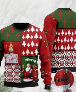 jesus birthday boy and santa claus ho ho ho with toilet paper 2020 christmas ugly sweater 2 - Copy (2)