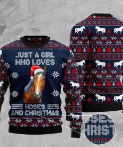 just a girl who loves christmas and horses christmas ugly sweater 2
