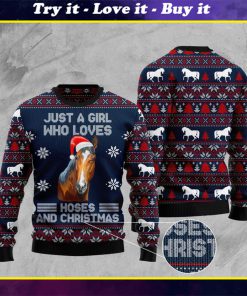 just a girl who loves christmas and horses christmas ugly sweater