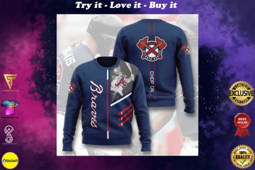 major league baseball atlanta braves chop on full printing ugly sweater