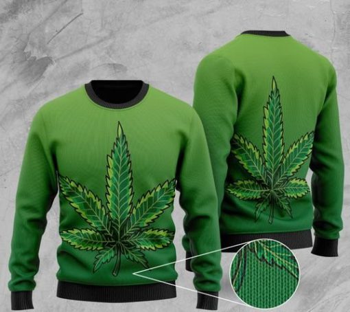 marijuana cannabis all over printed christmas ugly sweater 2