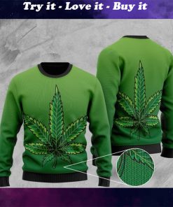 marijuana cannabis all over printed christmas ugly sweater