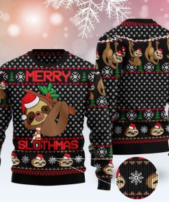 merry slothmas pattern full printing christmas ugly sweater 2