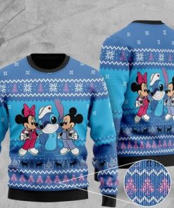 mickey mouse mickey minnie and stitch christmas ugly sweater 2