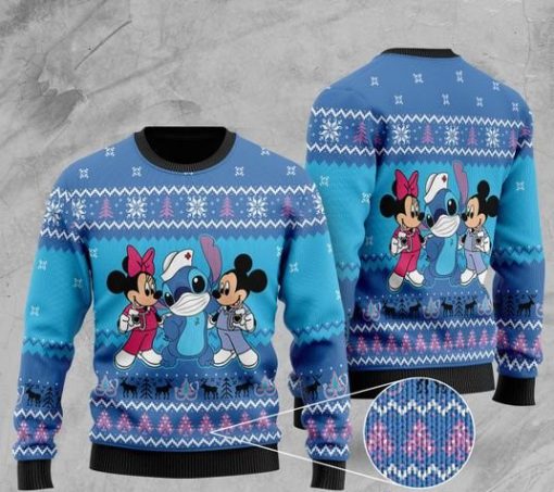 mickey mouse mickey minnie and stitch christmas ugly sweater 2 - Copy (2)