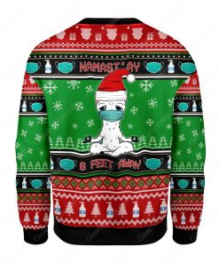 namaste stay 6 feet away all over printed ugly christmas sweater 4
