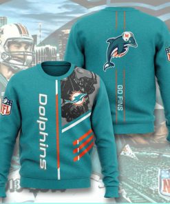 national football league miami dolphins go fins full printing ugly sweater 2