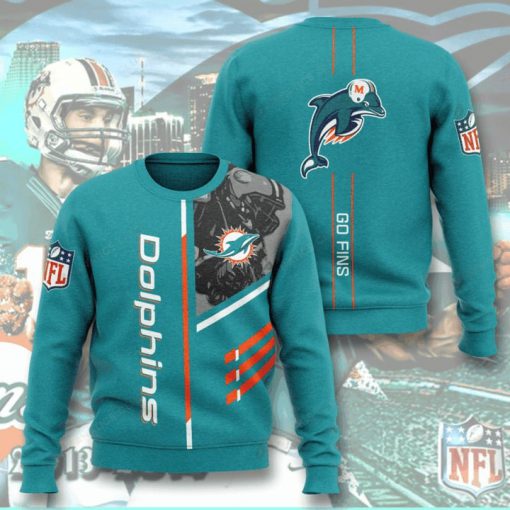 national football league miami dolphins go fins full printing ugly sweater 3