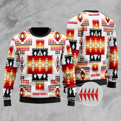 native american tribes pattern full printing christmas ugly sweater 2