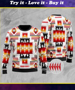 native american tribes pattern full printing christmas ugly sweater
