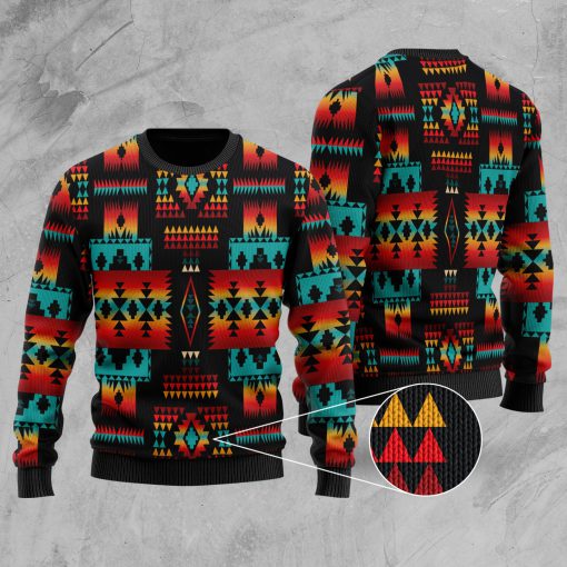 native tribes pattern native american christmas ugly sweater 2