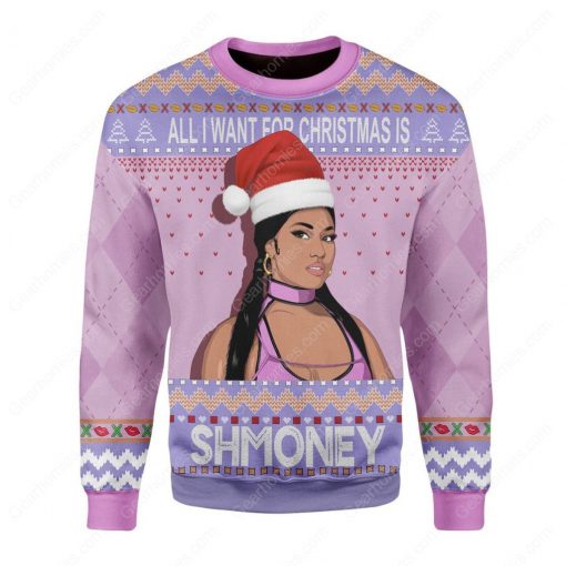 nicki minaj all i want for christmas is shmoney ugly christmas sweater 2