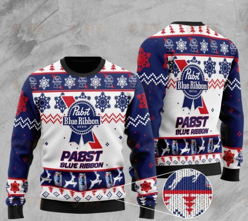 pabst blue ribbon full printing ugly sweater 2