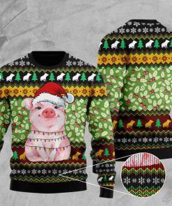 piggy with christmas light full printing ugly sweater 2