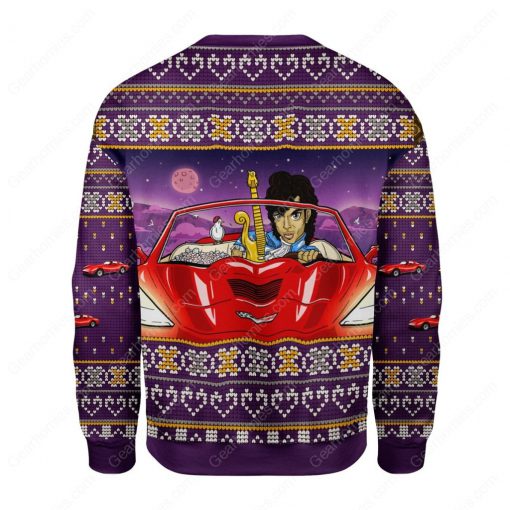prince little red corvette all over printed ugly christmas sweater 4