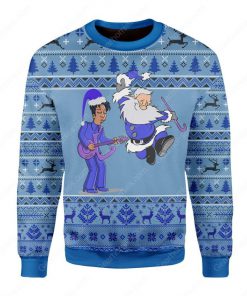 prince rogers nelson and santa claus all over printed ugly christmas sweater 2