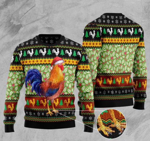 rooster lucky full printing christmas ugly sweater 2