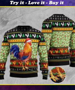 rooster lucky full printing christmas ugly sweater