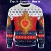 sacred heart all over printed ugly christmas sweater