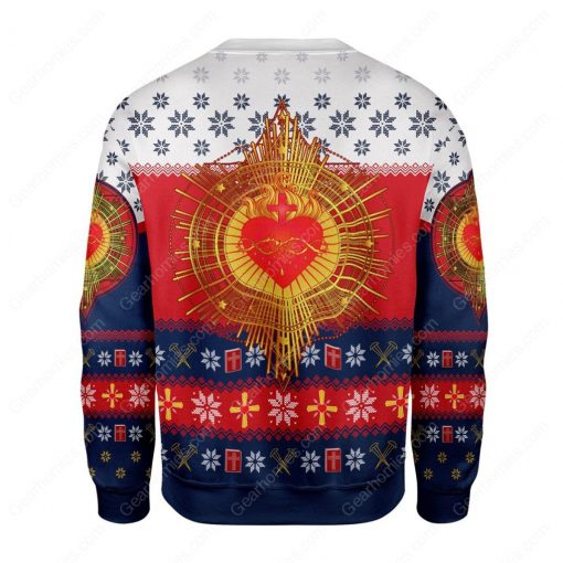 sacred heart all over printed ugly christmas sweater 4