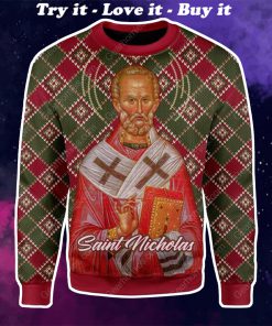 saint nicholas all over printed ugly christmas sweater